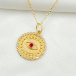 Load image into Gallery viewer, 14K Solid Gold Diamond Evil Eye Circle Charm. GDP436
