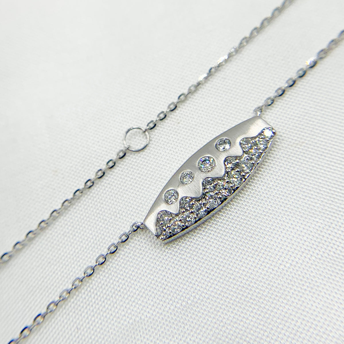 NT405723. 14K Solid Gold Diamond and Multi Sapphire Bar Necklace