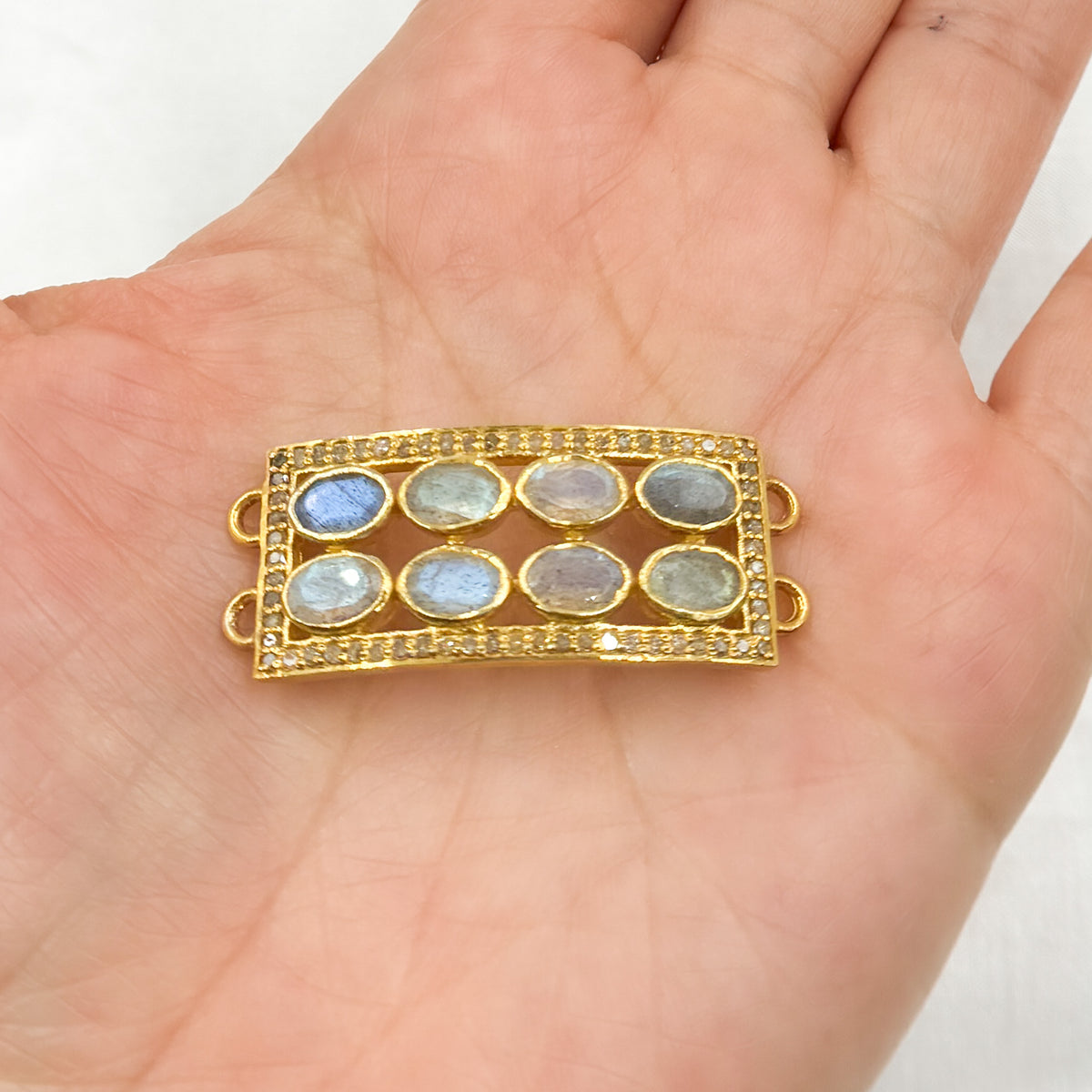 Diamond Sterling Silver Connector with Gemstones