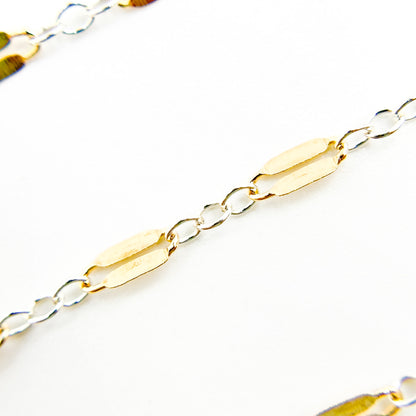 XM/1003HD/SPTT. 14K Gold-Filled and Silver Flat Marina Cable Link Chain
