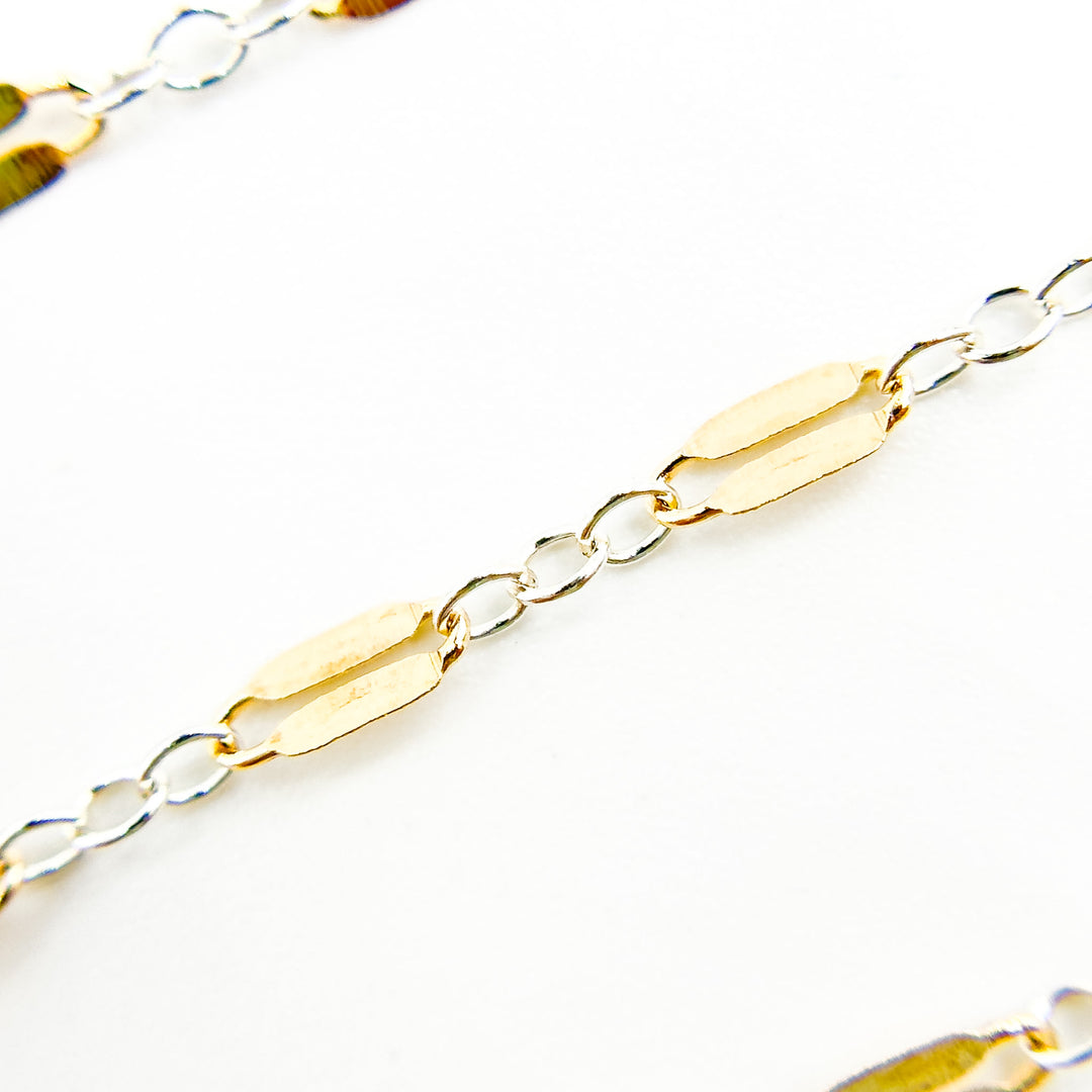 XM/1003HD/SPTT. 14K Gold-Filled and Silver Flat Marina Cable Link Chain