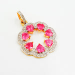 Load image into Gallery viewer, GDP806. 14K Solid Gold Ruby and Diamonds Flower Pendant