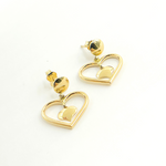 Load image into Gallery viewer, 14K Gold Dangle Earring with Two Hearts. GER115
