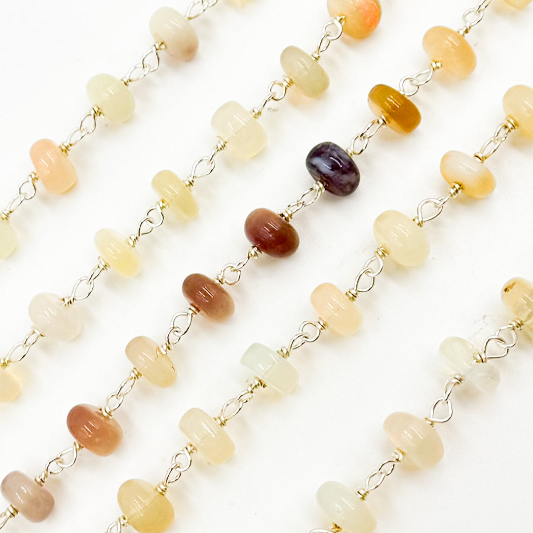 OPA18. Opal Smooth Sterling Silver Wire Chain