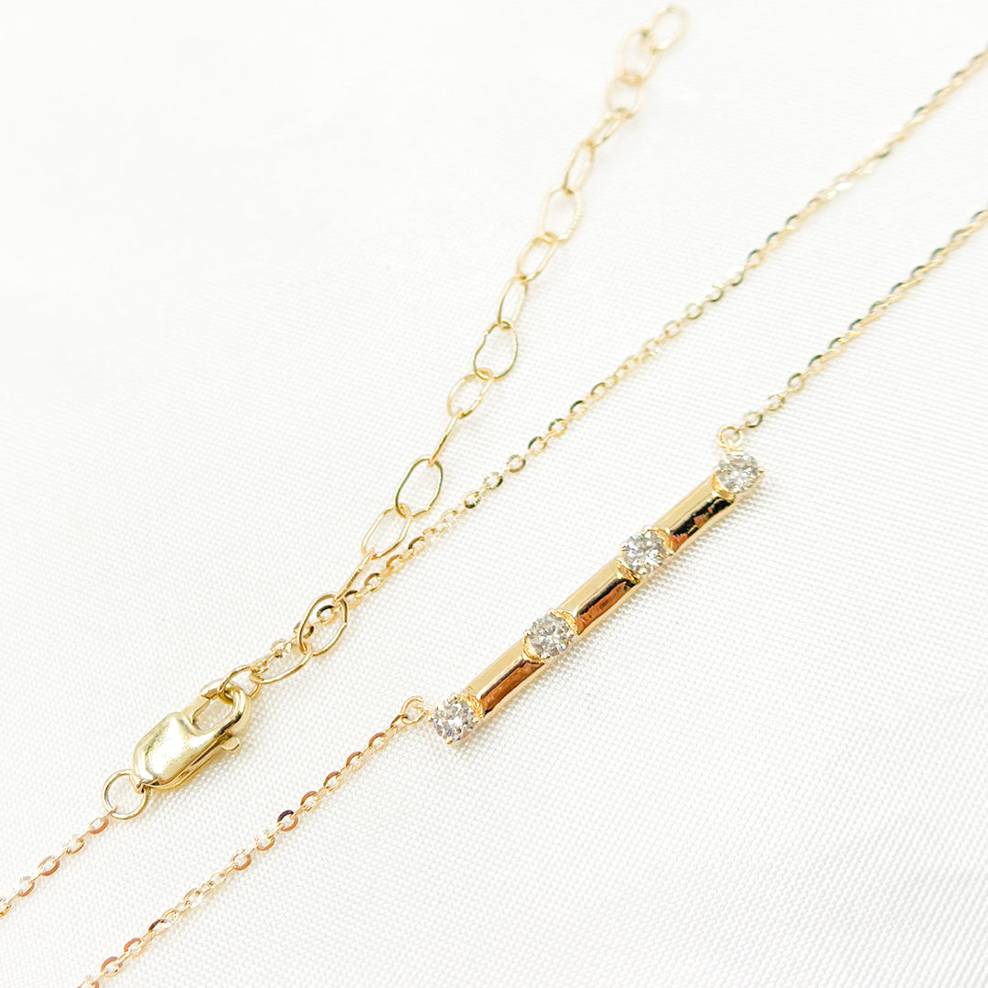 14K Solid Gold Diamond Bar Necklace. NFC71568