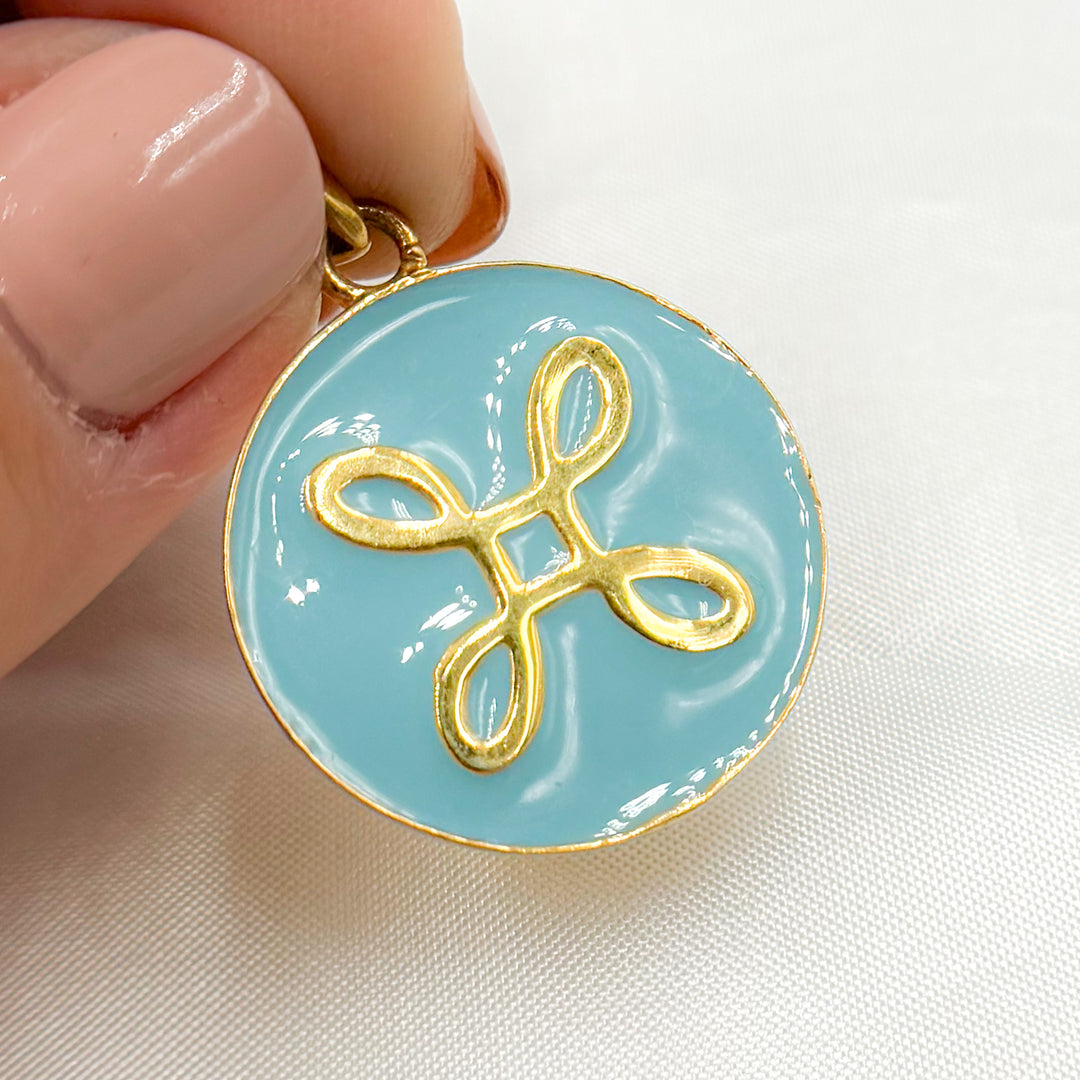 DP563A. Sterling Silver Round Enamel Pendant