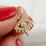 Load image into Gallery viewer, 14k Solid Gold Diamond Eye Charm. GDP509
