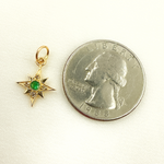 Load image into Gallery viewer, 14K Solid Gold Diamond &amp; Emerald Star Charm. GDP274
