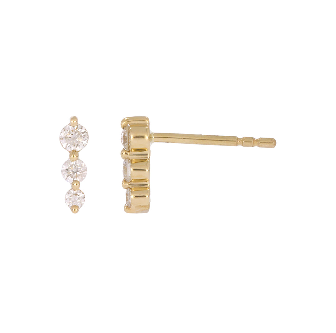 EFC54157. 14K Solid Gold Diamond Bar Stud Earrings