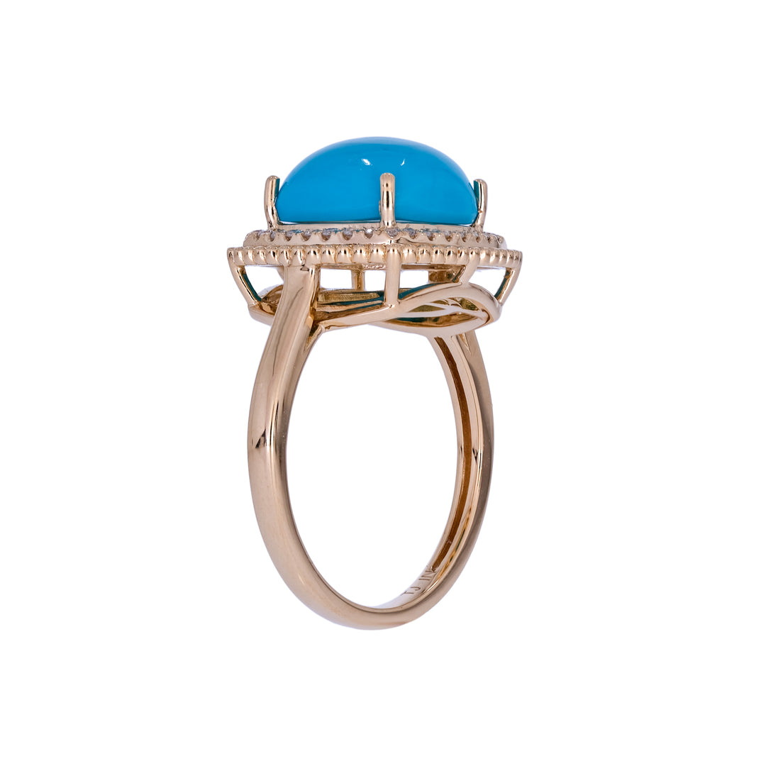 CR97304TQ9X9. 18K Solid Gold Diamond & Turquoise Ring