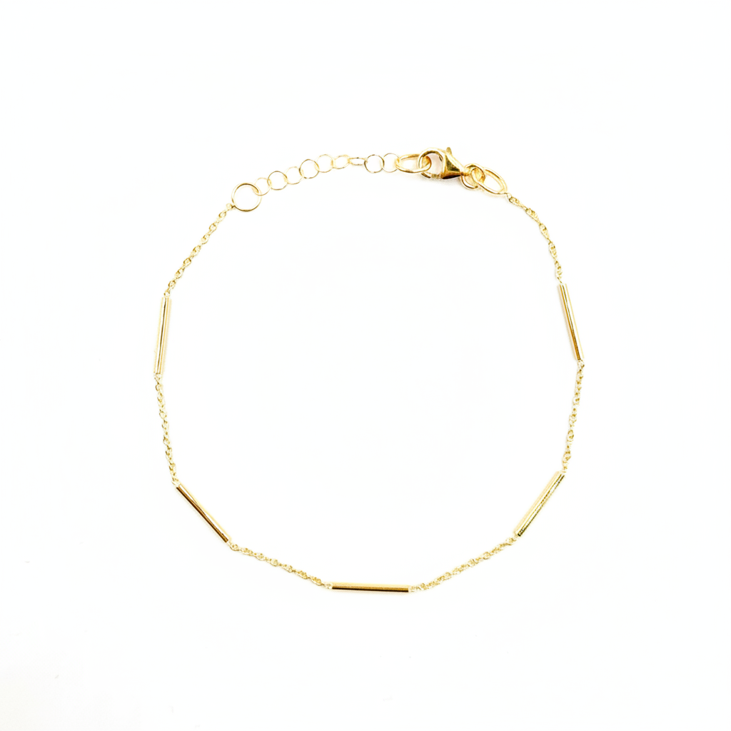 BRSET611. 14k Solid Yellow Gold Bars Link Bracelet