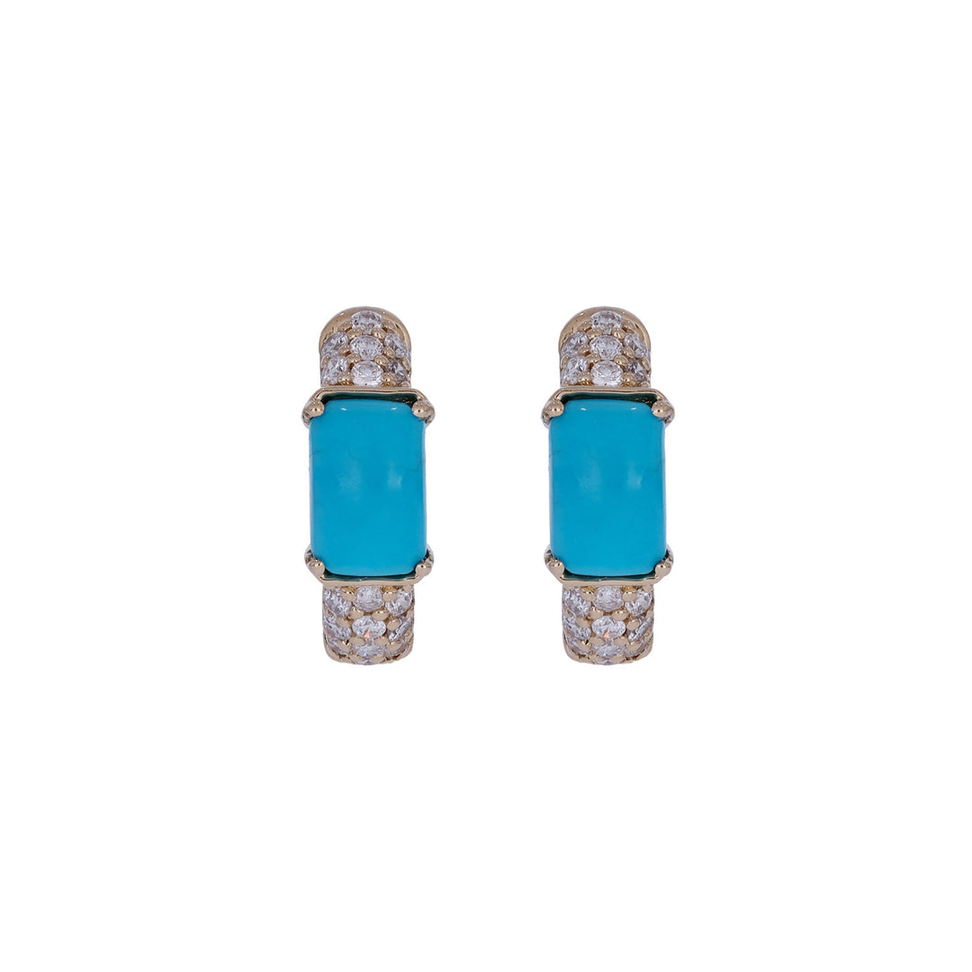 CE97350TQ6X4. 18K Solid Gold Diamond and Turquoise Earrings