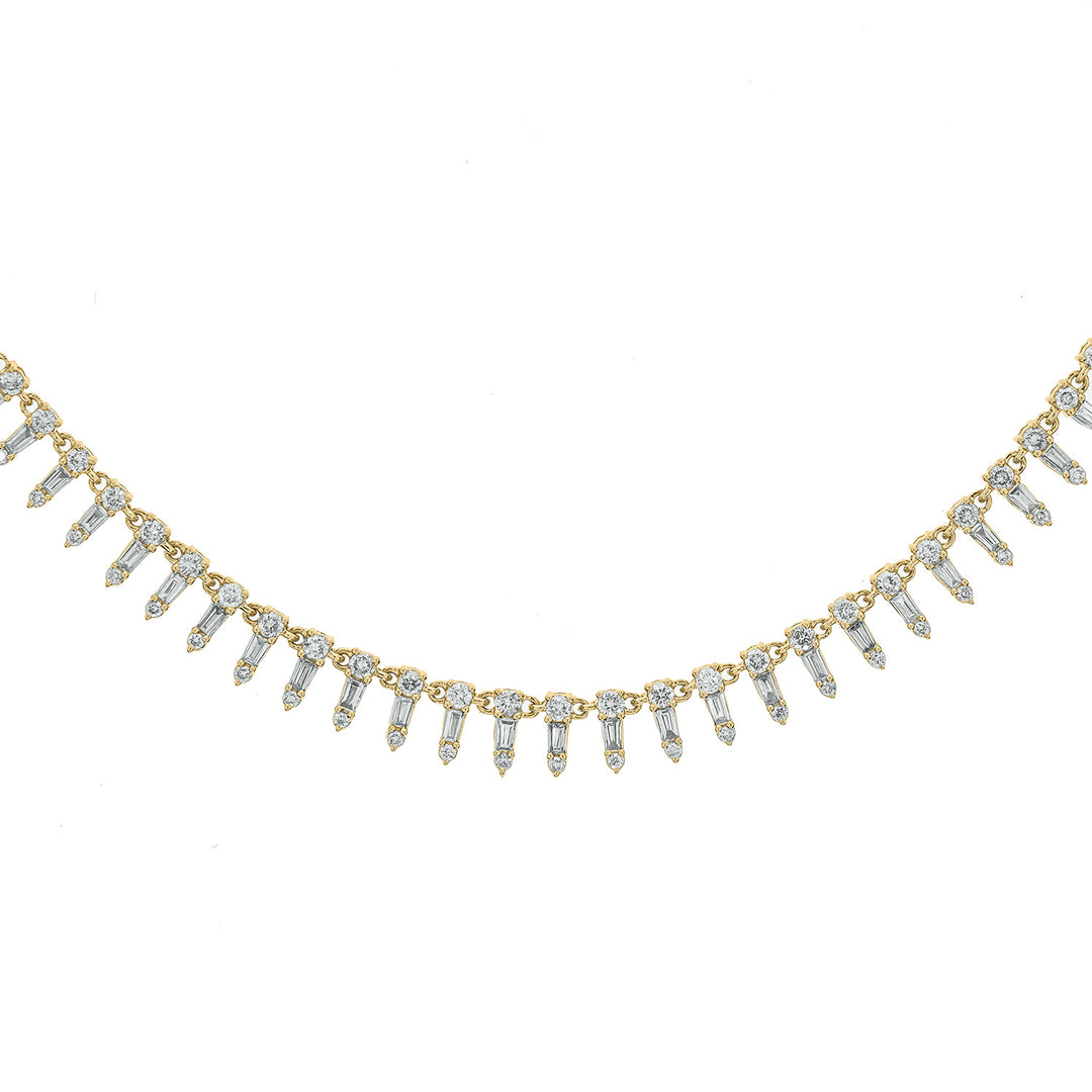 NFP70815. 14K Solid Gold Diamond and Gemstone Bars Necklace