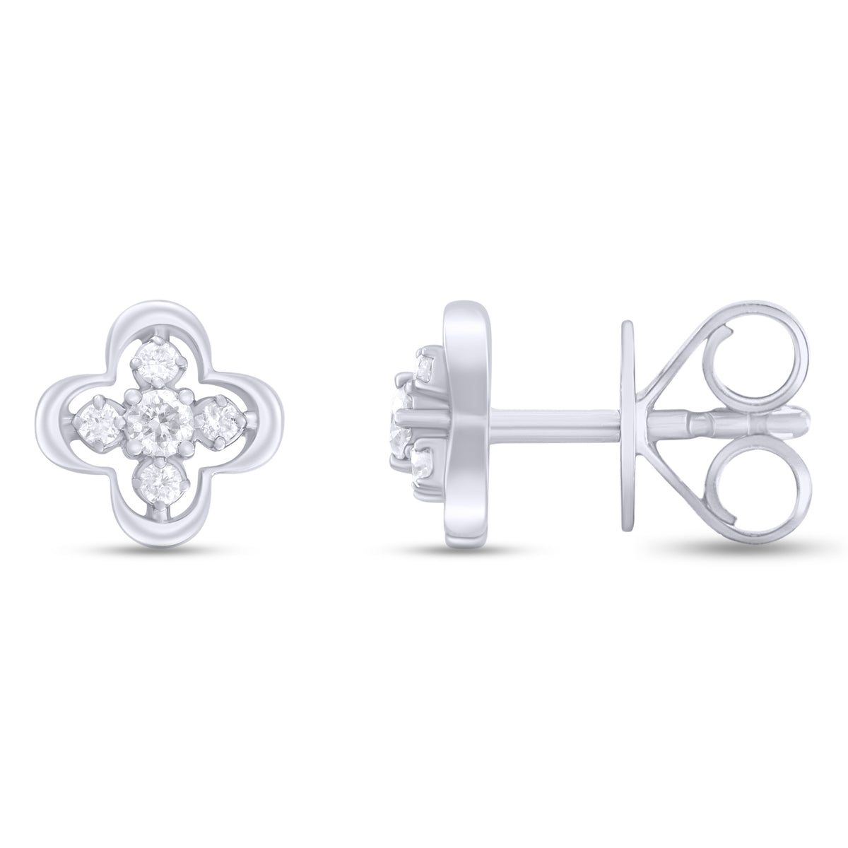 EFA54268. 14K Solid Gold Diamond Flower Studs