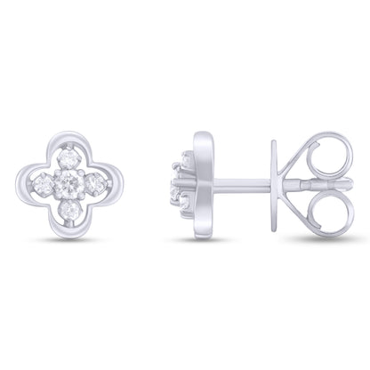 EFA54268. 14K Solid Gold Diamond Flower Studs