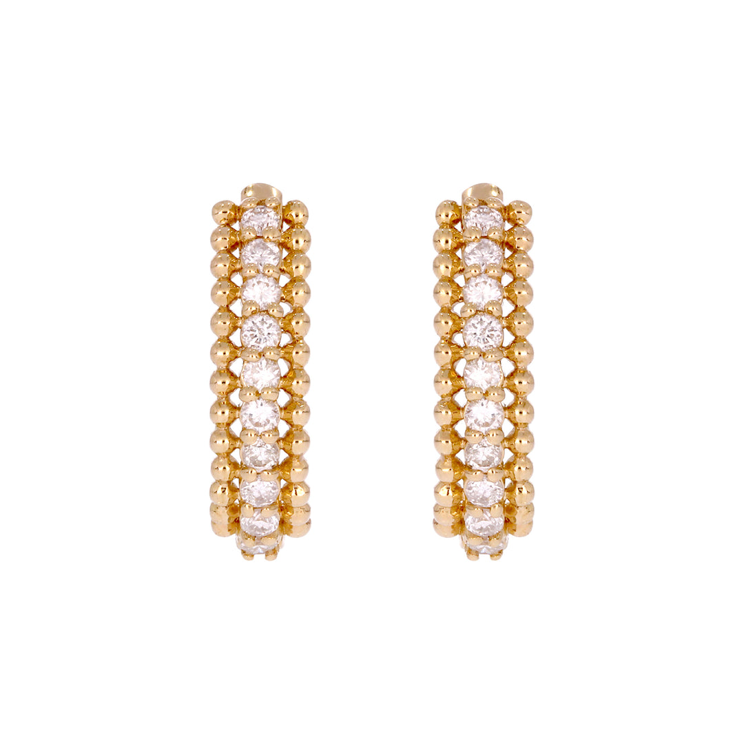 EHE57298. 14K Solid Yellow Gold Diamond Hoop Earrings