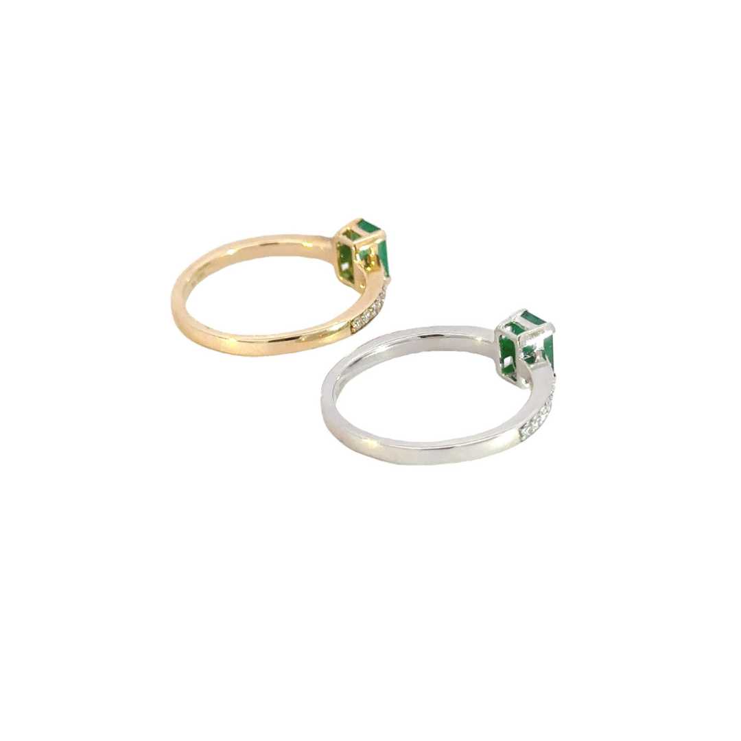 14k Solid Gold Diamond and Emerald Statement Ring. RN402328EM