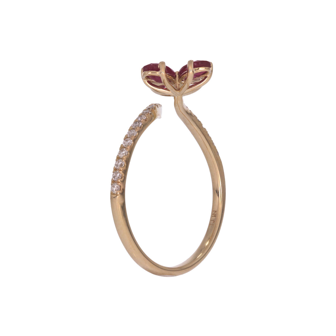CR97257RU5X3.  14K Solid Gold Diamond and Ruby Ring