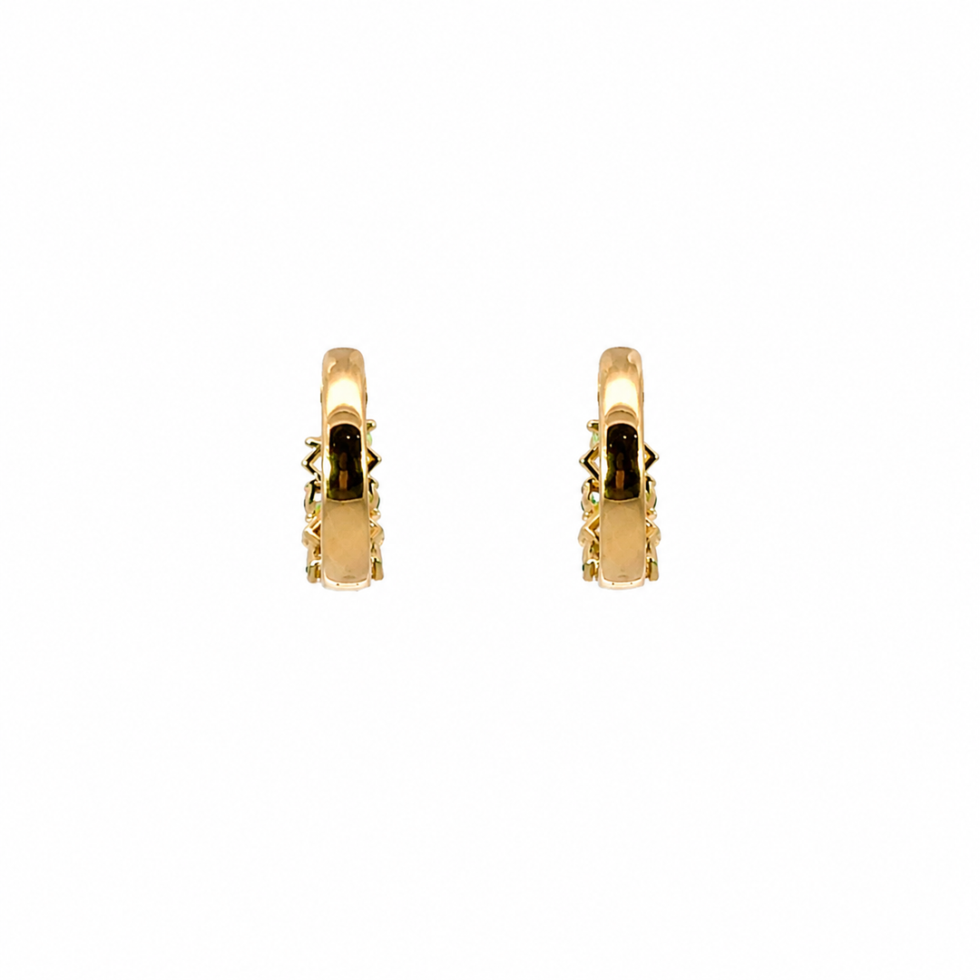 EHD57674EM. 18K Solid Gold Diamond and Emerald Earrings
