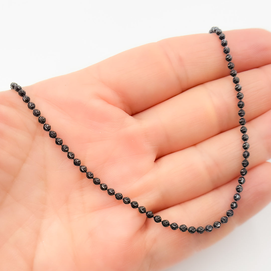 Black Rhodium Sterling Silver Bead Necklacs