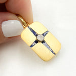 Load image into Gallery viewer, DSP076A. Sterling Silver Rectangle Enamel Pendant with Gemstone
