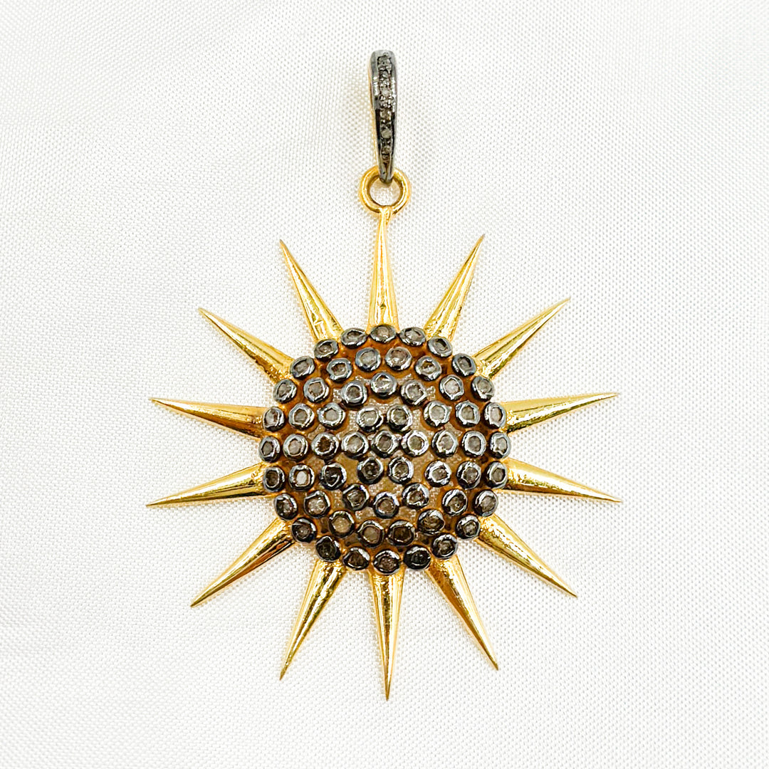 DP070. Diamond Sterling Silver Sun Pendant