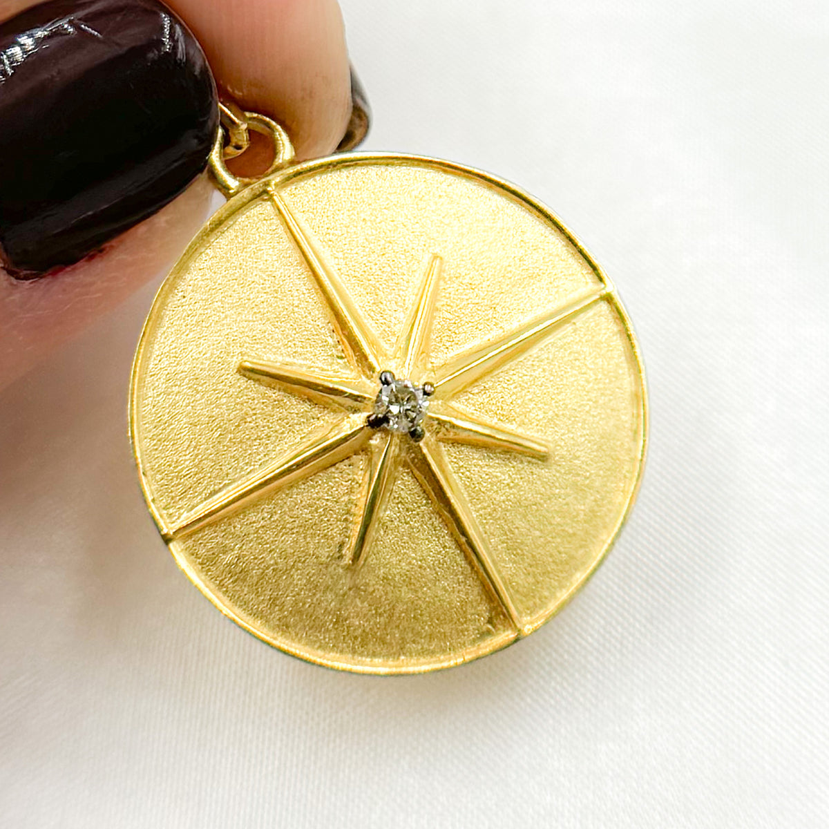 Diamond Sterling Silver Round Star Charm