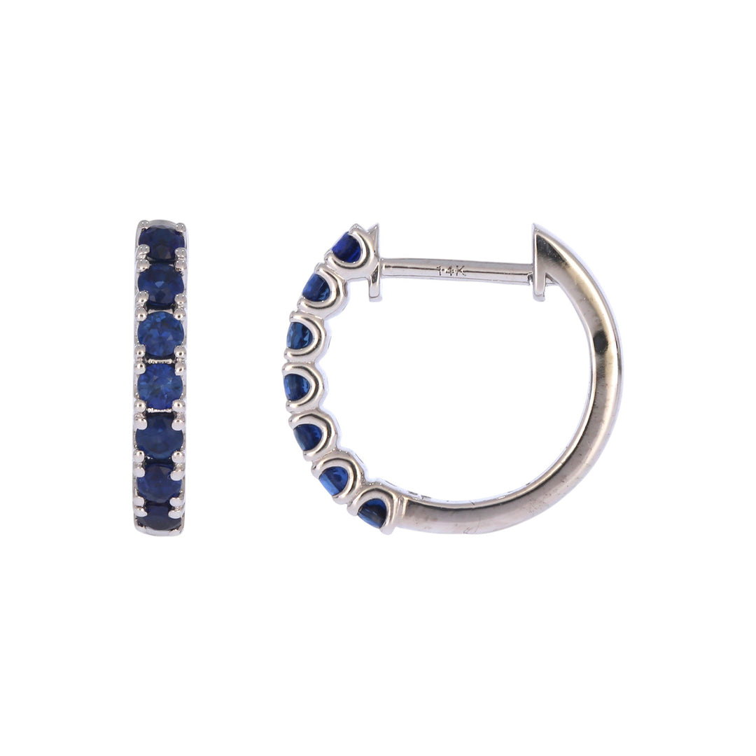 EHZ57608. 14K Solid Gold Gemstone Huggies