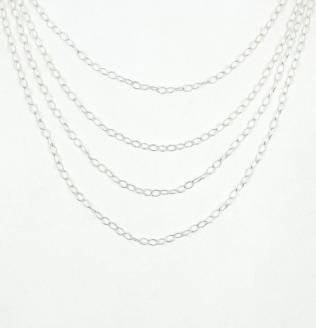 925 Sterling Silver Cable Oval Link Chain. 1091SS