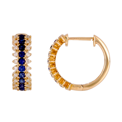 14k Solid Gold Diamond and Gemstones Dangle Earrings