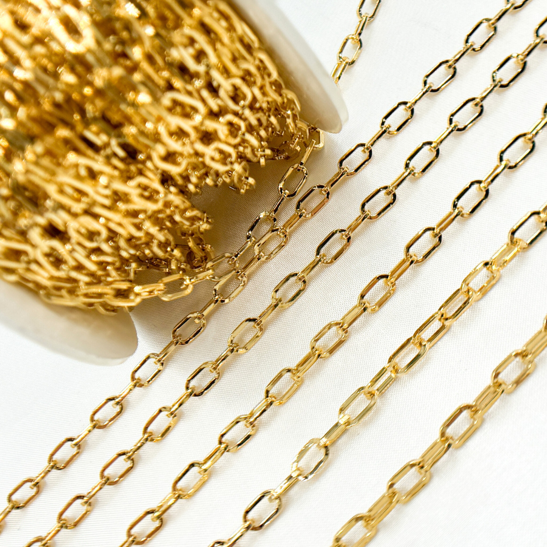 Gold Plated 925 Sterling Silver Flat Cable Link Chain. V151GP