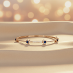 Load image into Gallery viewer, BNJ68672BS. 14K Solid Gold Diamond &amp; Blue Sapphire Bangle