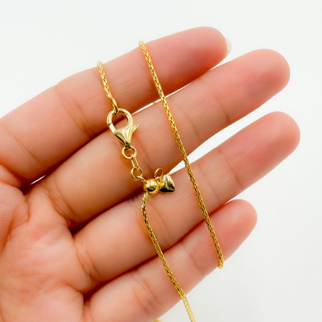 TRE004. 14k Solid Yellow Gold Wheat Chain