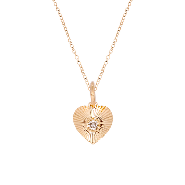 14K Solid Gold Heart Shape Diamond Necklace