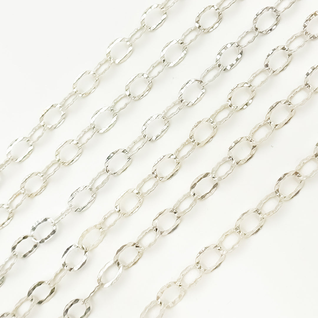 Y97SS. Sterling Silver Hammered Round Link Chain