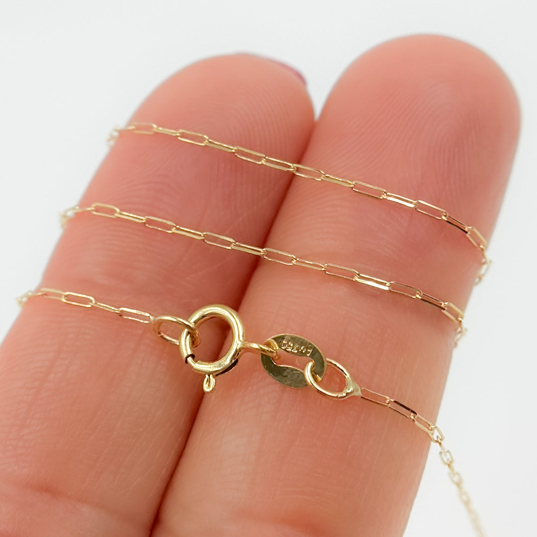 025FVBFVT518K. 18K Solid Yellow Gold Flat Paperclip Necklace