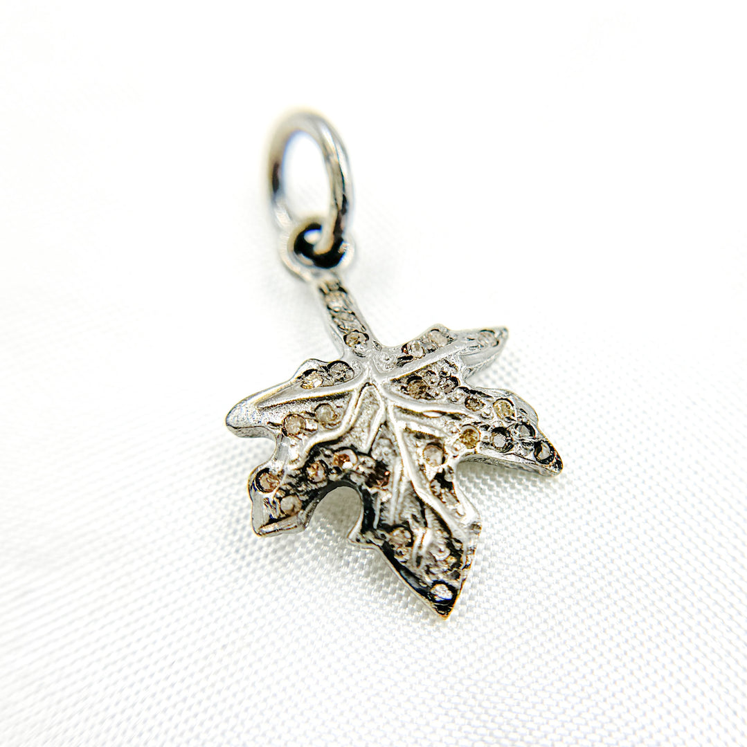 DC457. Diamond Sterling Silver Leaf Charm