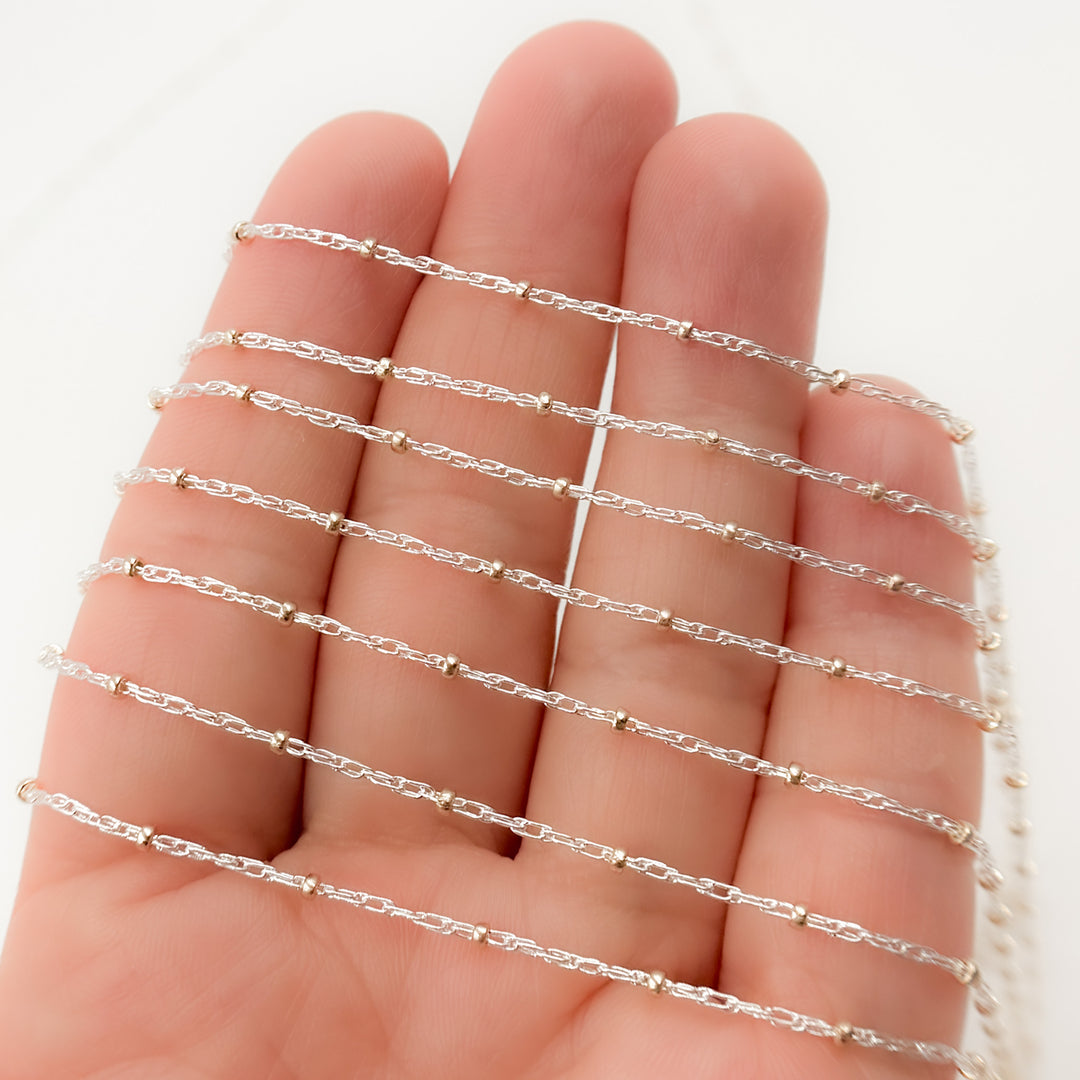 877SS. Sterling Silver Rope Chain with 14k Gold Filled Beads