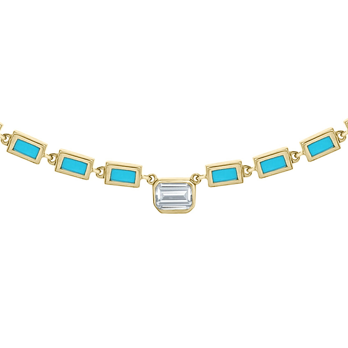 NFF70760. 14K Solid Gold Diamond Rectangle Necklace