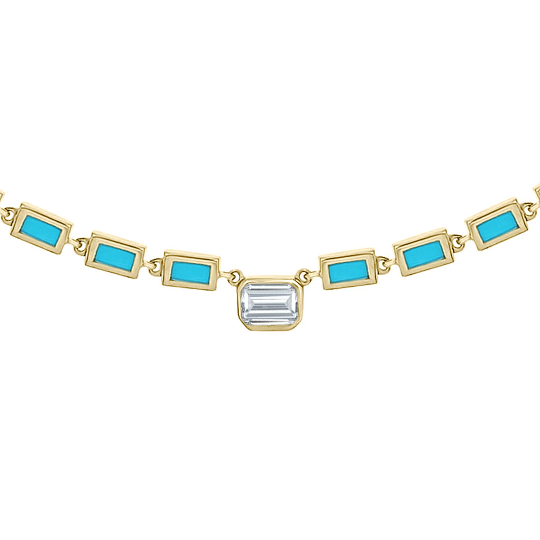 NFF70760. 14K Solid Gold Diamond Rectangle Necklace