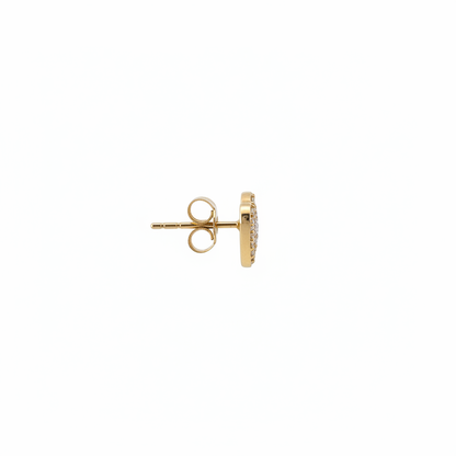 EFD54274. 14K Solid Gold Diamond Heart Earrings