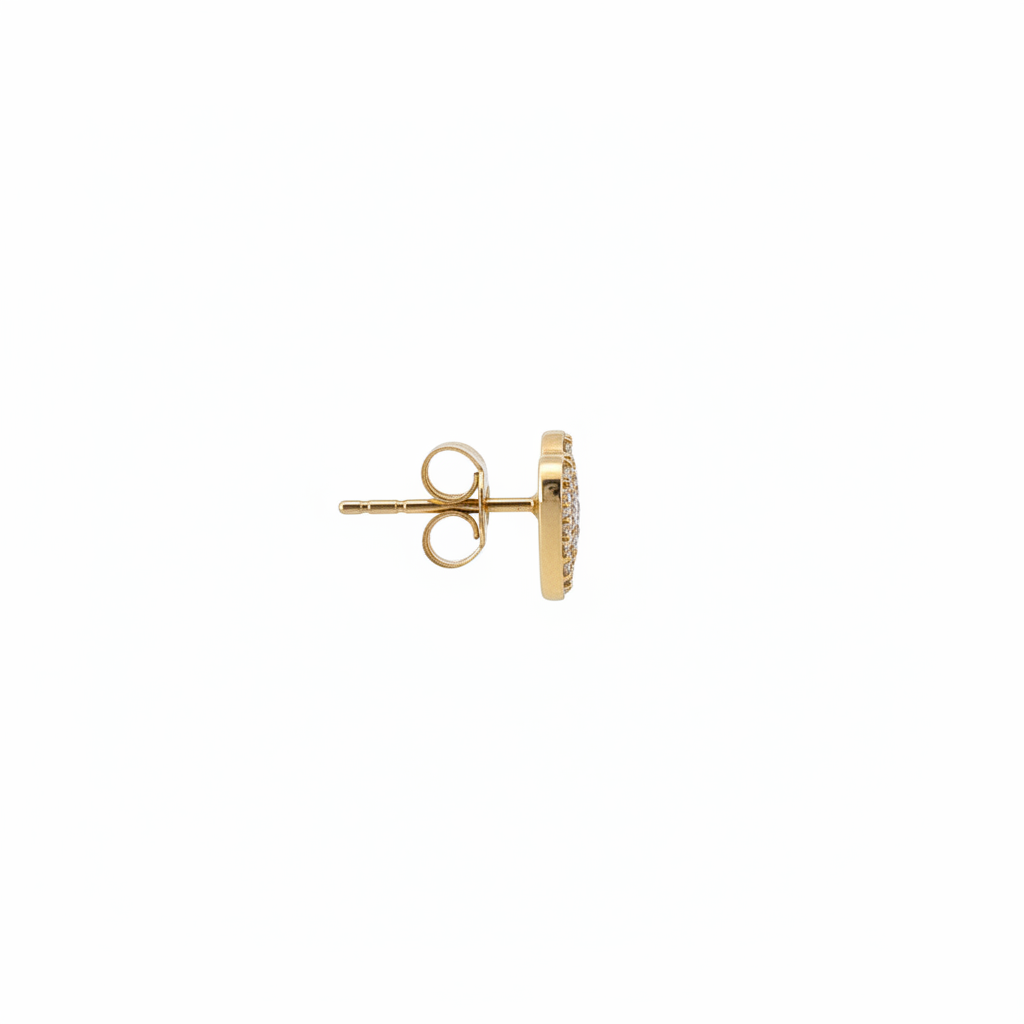 EFD54274. 14K Solid Gold Diamond Heart Earrings