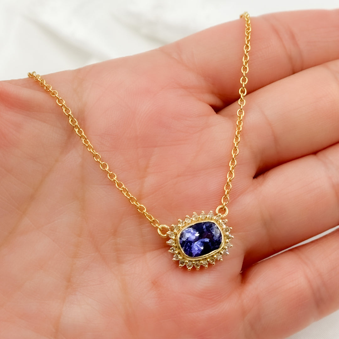 14K Solid Gold Diamond and Gemstone Necklace. GDP587