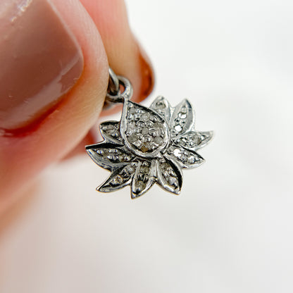 DC443. Diamond Sterling Silver Lotus Charm