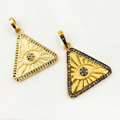 Diamond Sterling Silver Triangle Pendants
