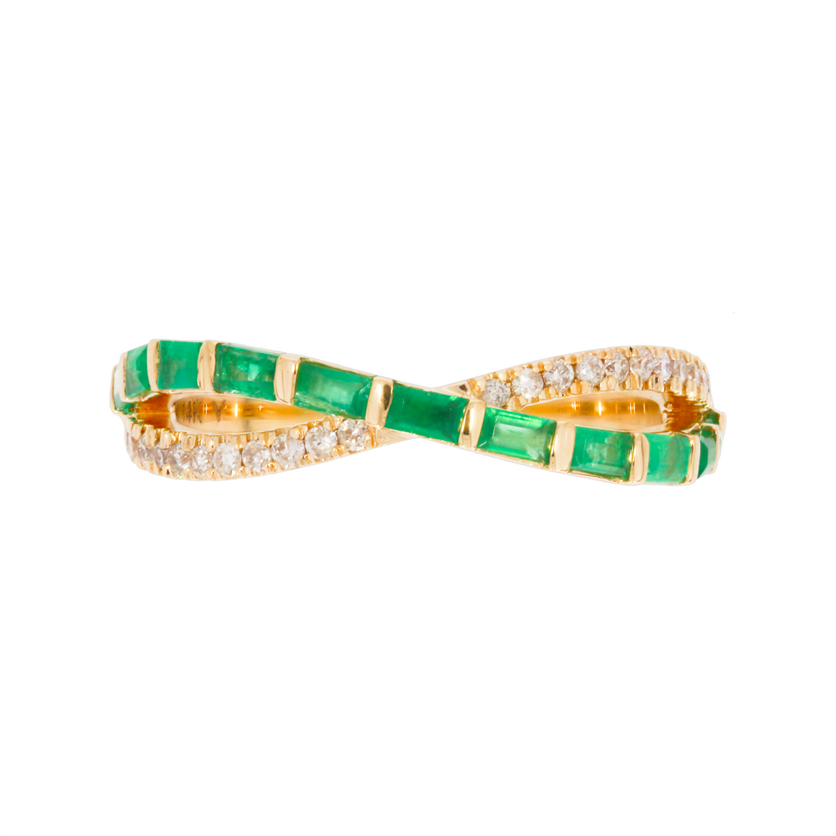 14K Solid Yellow Gold Diamond and Gemstone Cross Ring