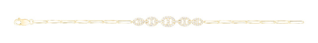 BR402445. 14k Solid Gold Diamond Paperclip Bracelet