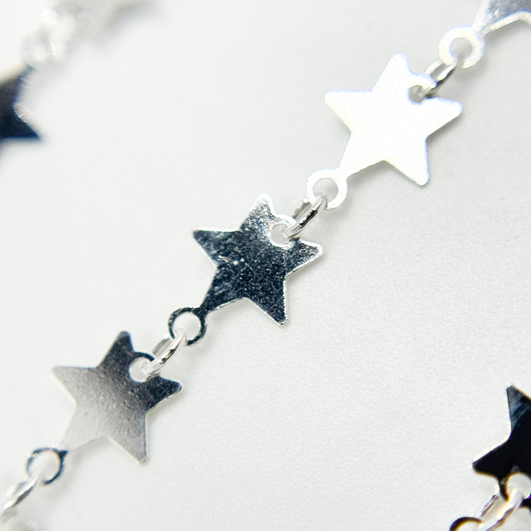 V312SS. 925 Sterling Silver Fancy Star-Link Chain