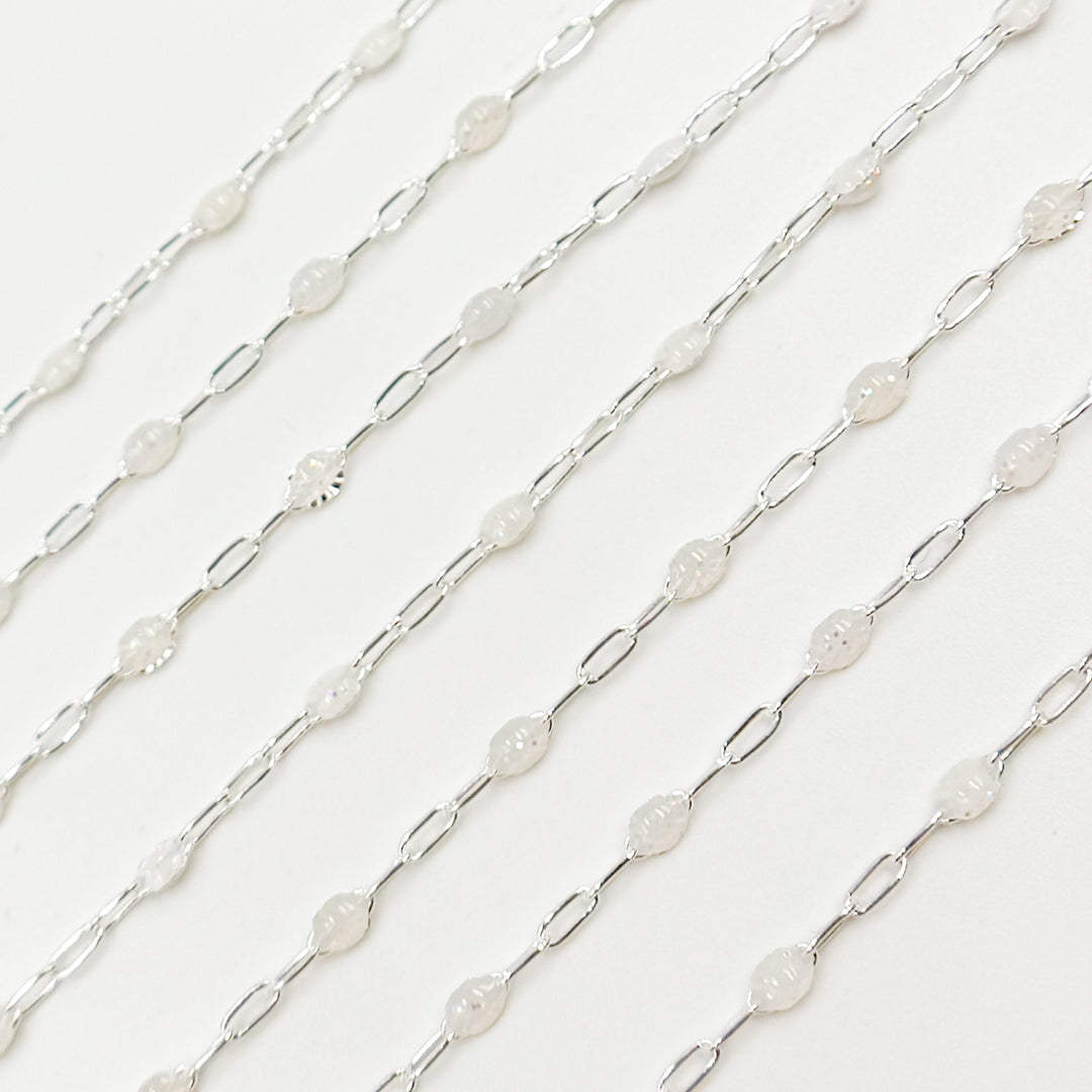 Buy Now Silver White Color Opal Enamel Cable Chains