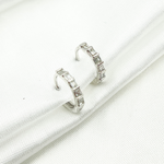 Load image into Gallery viewer, 14k Solid White Gold Diamond Huggies. HP401055W
